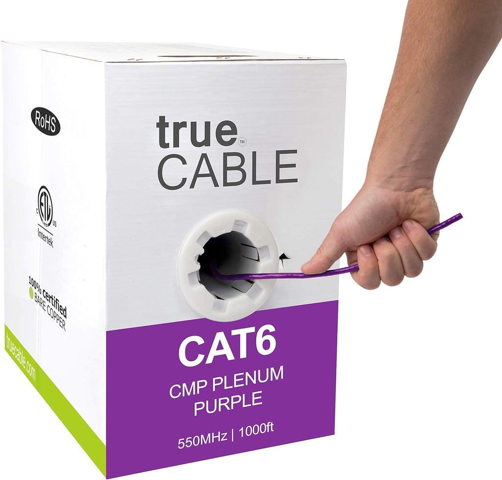 1000ft Black 23AWG 4 Pair Solid Bare Copper Bulk Ethernet Cable C9005