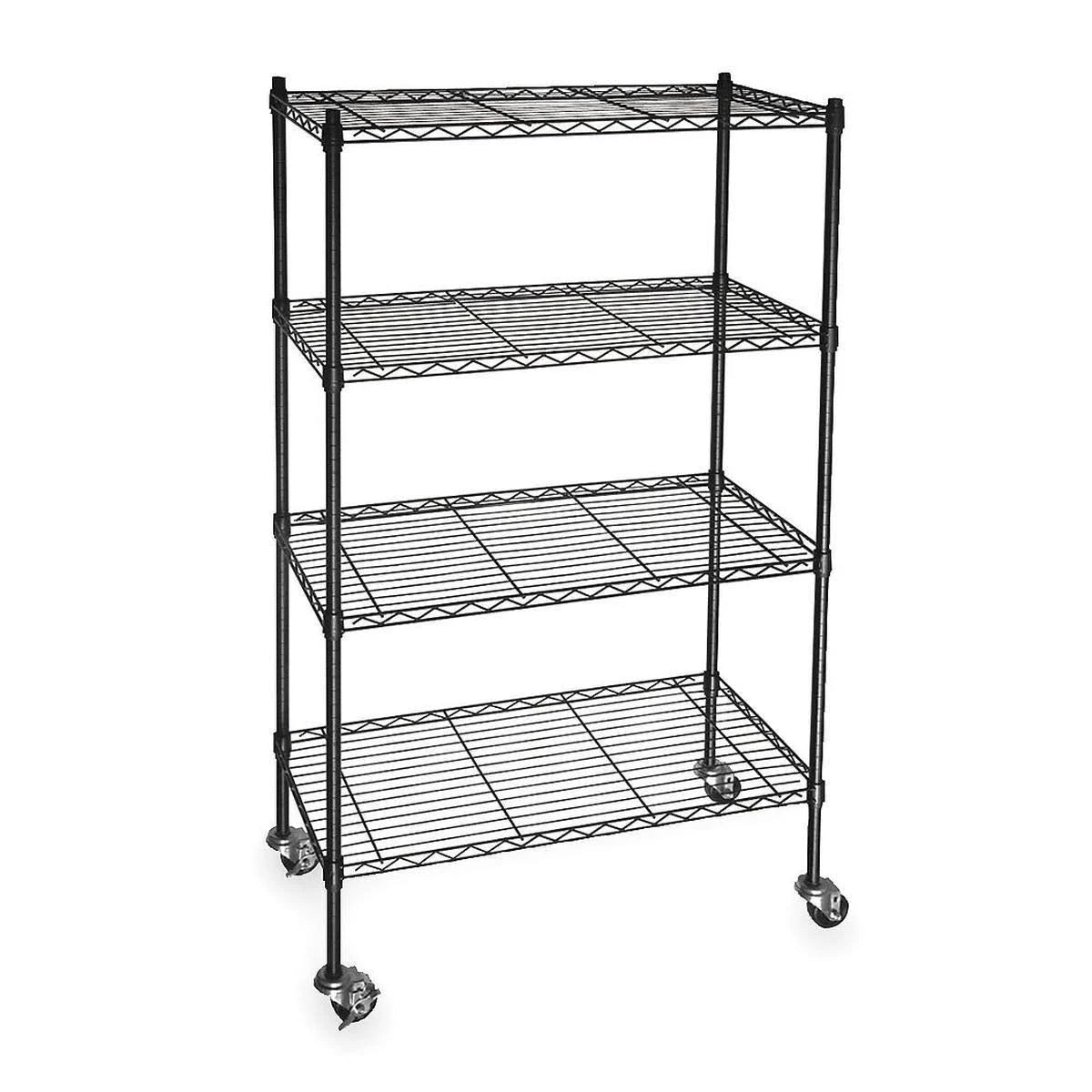 Wire Cart, 4 Shelf, L48 x W18 x H67 in. E98579