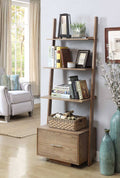 Ladder Bookcase with File Drawer, Driftwood C397