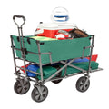 Green Steel Double Decker Collapsible Yard Cart Wagon K99173