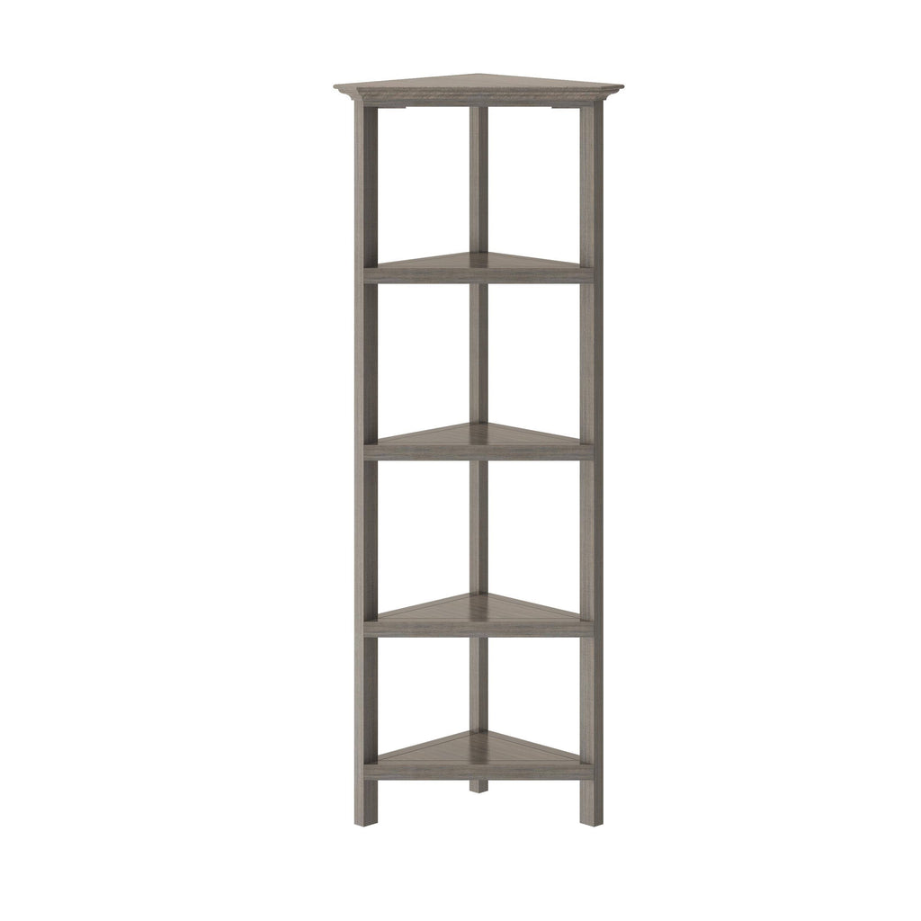 4-Tier Corner Wooden Bookcase Washed Grey X919