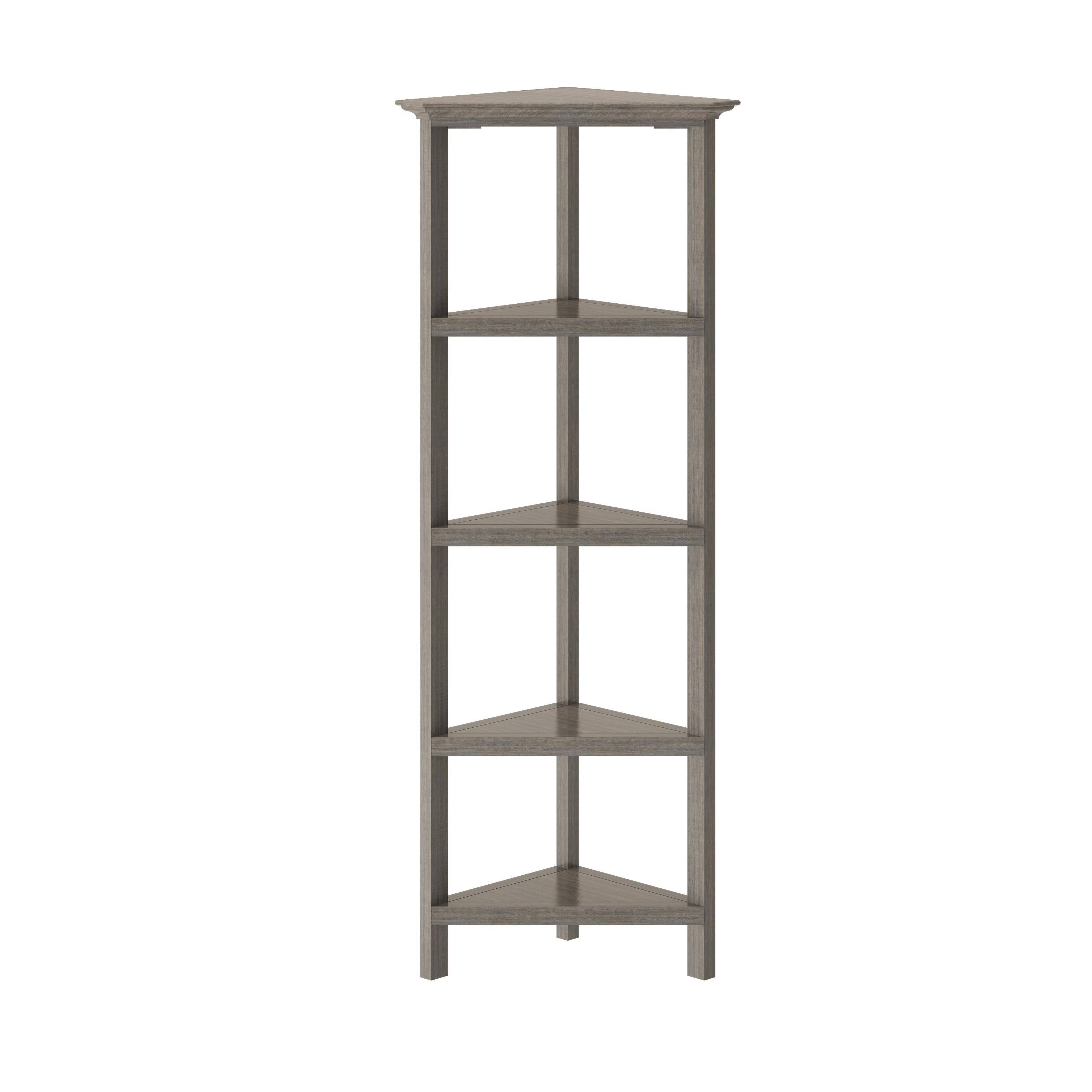 4-Tier Corner Wooden Bookcase Washed Grey X919