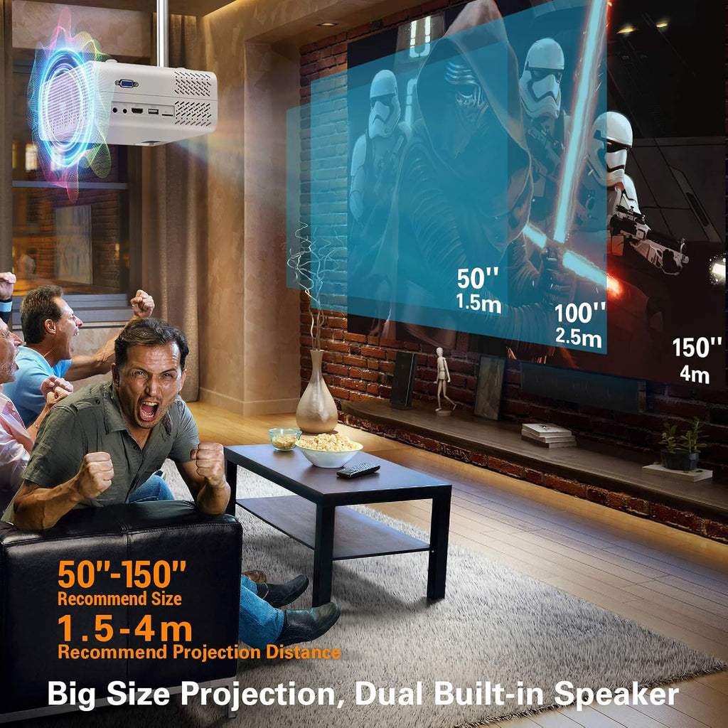 WiFi Mini Projector Portable, 1080P Supported 6000L Brightness 200" Display, Video Projector, Pack of 2 V172410