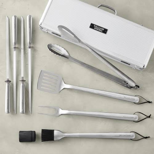 4-Piece BBQ Set in Case, Stainless-Steel Handle and Skewers Pack T5559