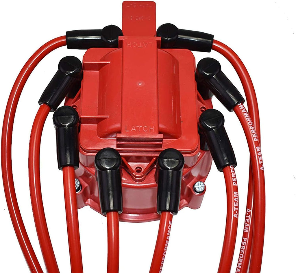 8-Cylinder Male Cap 65k Volt HEI Distributor Tune Up Kit 8.0mm Spark Plug Wires Red Pack of 2 Y21531