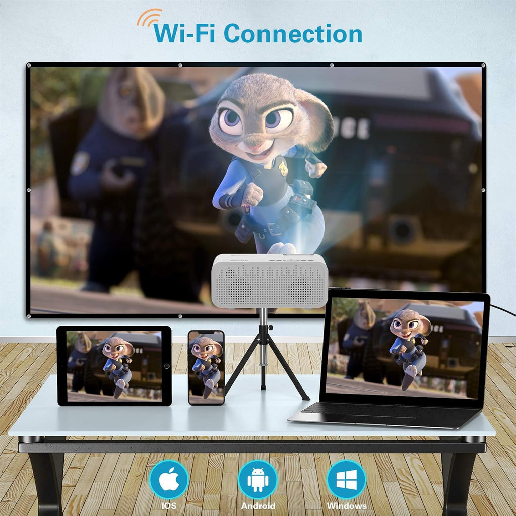 WiFi Mini Projector Portable, 1080P Supported 6000L Brightness 200" Display, Video Projector, Pack of 2 V172410