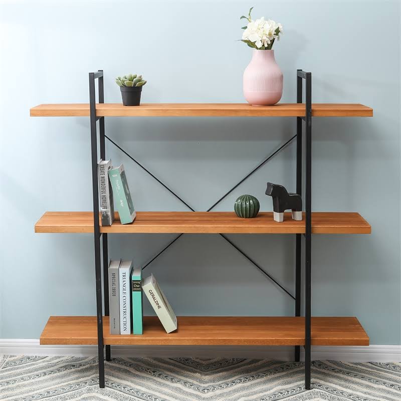 Wood and Metal Etagere Bookcase K709