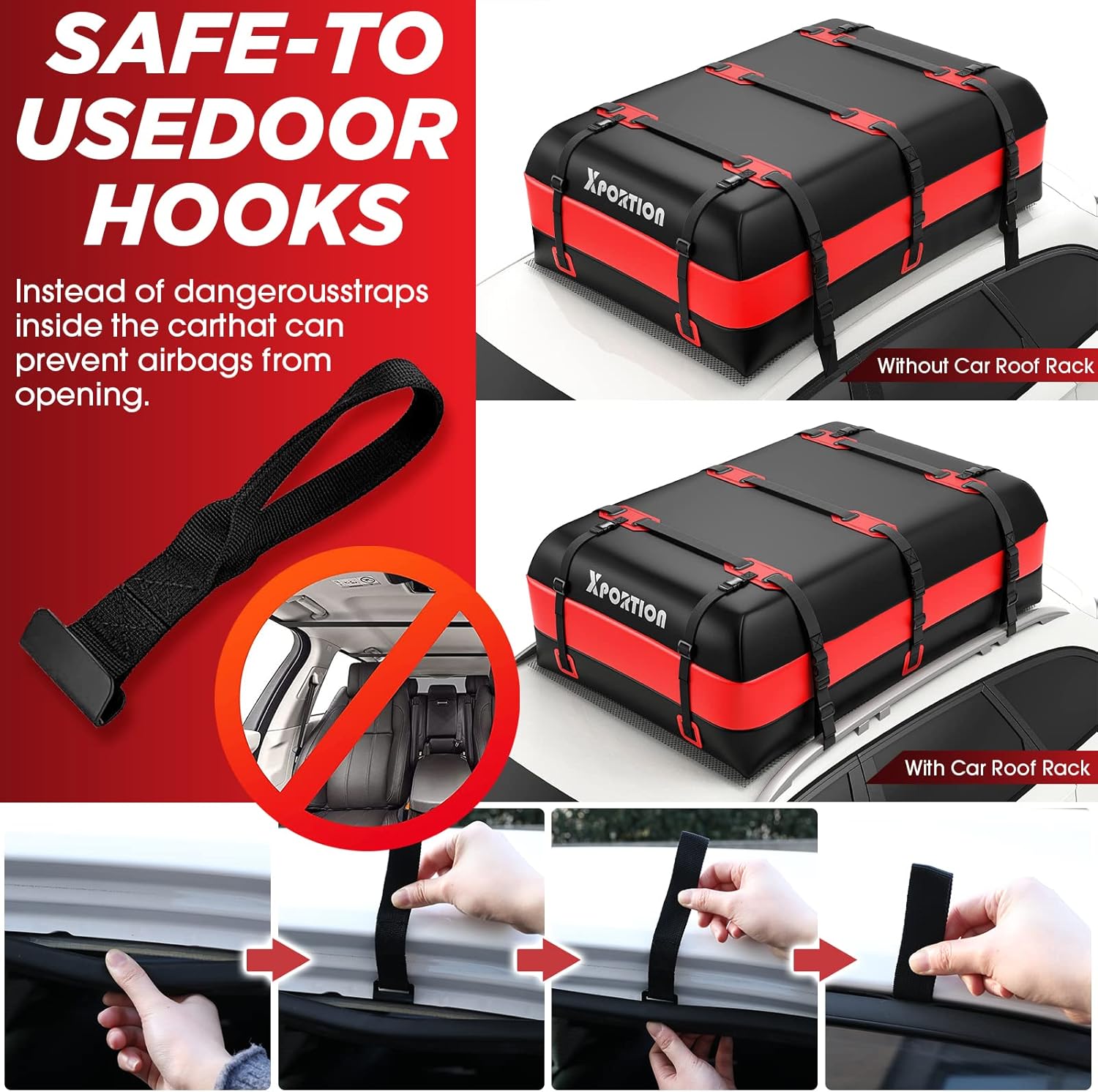 Waterproof Rooftop Cargo Carrier Bag, 21 Cubic Feet, with Non-Slip Mats and Straps Z648800