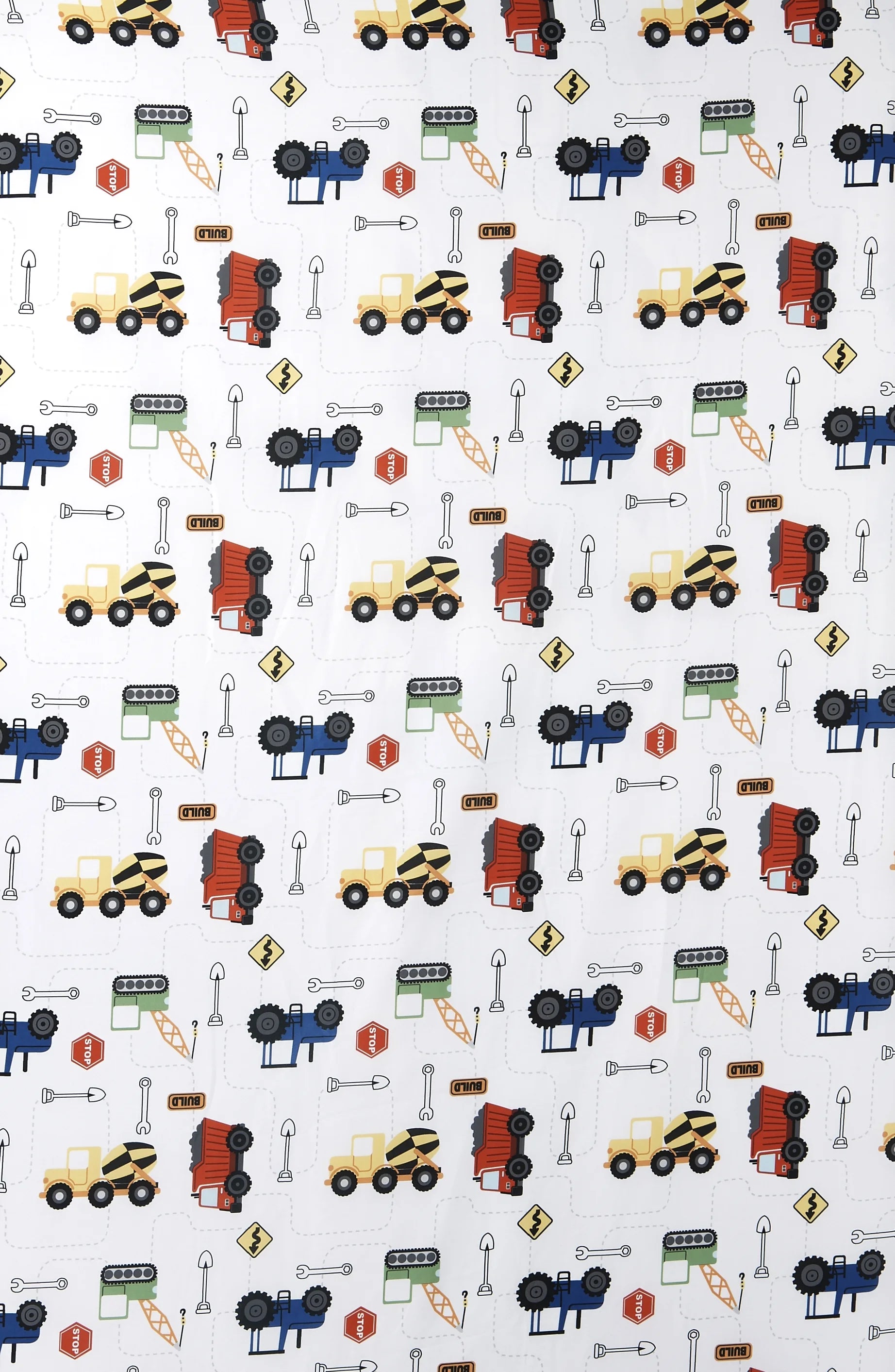 4 Pieces Construction Trucks Bedding Sets with Bedspread Fitted Sheet Flat Sheet Pillow Case D387