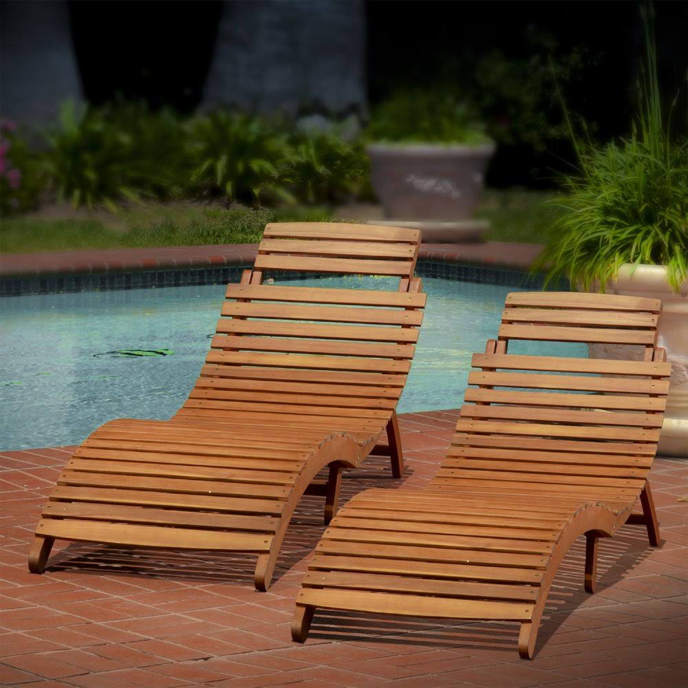 Acacia Wood Chaise Lounge (Set of 2) J240933