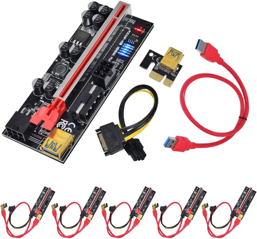 6-Pack PCIe Riser 1X to 16X Graphics Extension Card X678