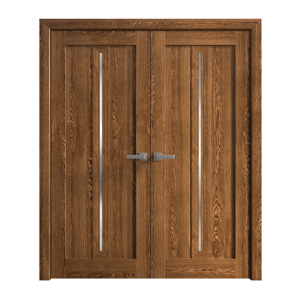 Solid French Double Doors 48 x 84 inches Wood Interior V4032