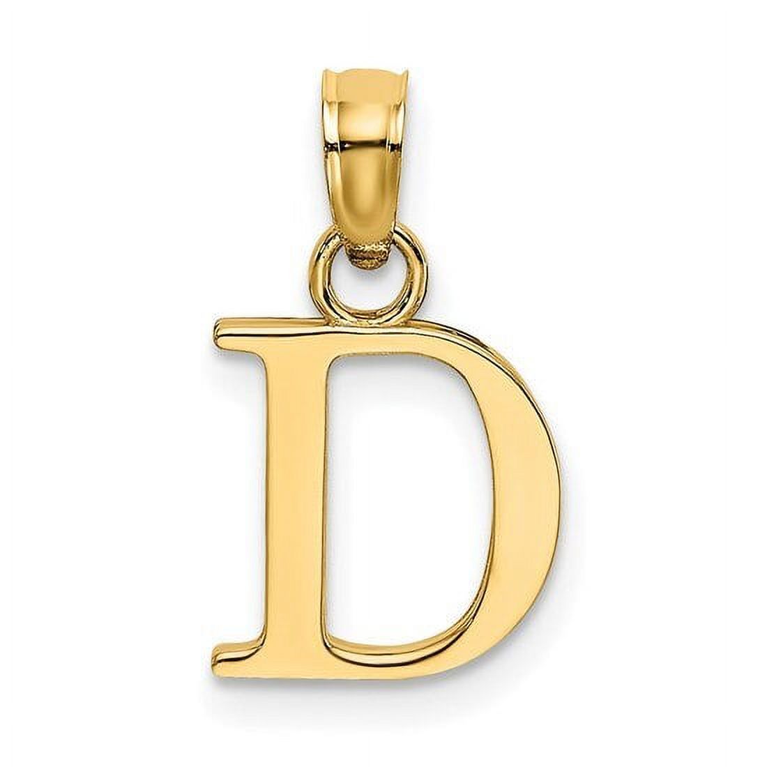 14k Yellow Gold Polished D Block Initial Pendant E38982