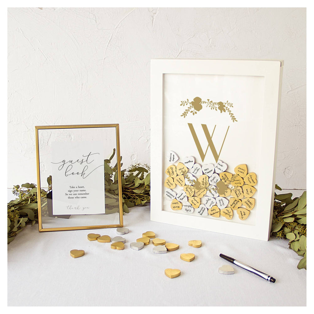 Gold Heart Drop Guestbook V709