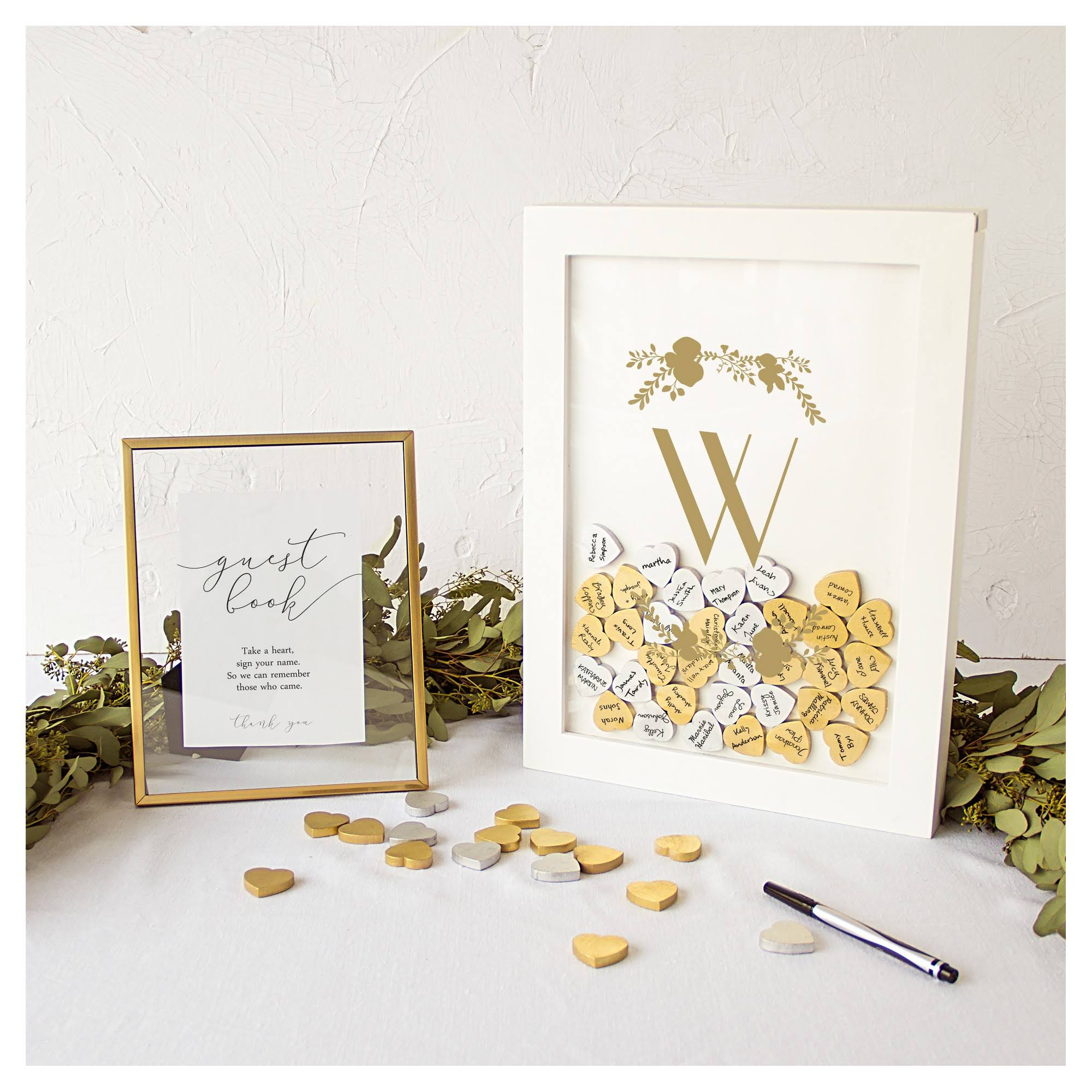 Gold Heart Drop Guestbook V709
