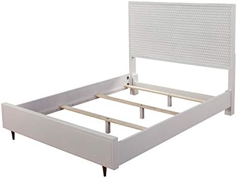 White Pearl California King Wood Panel Bed E19899