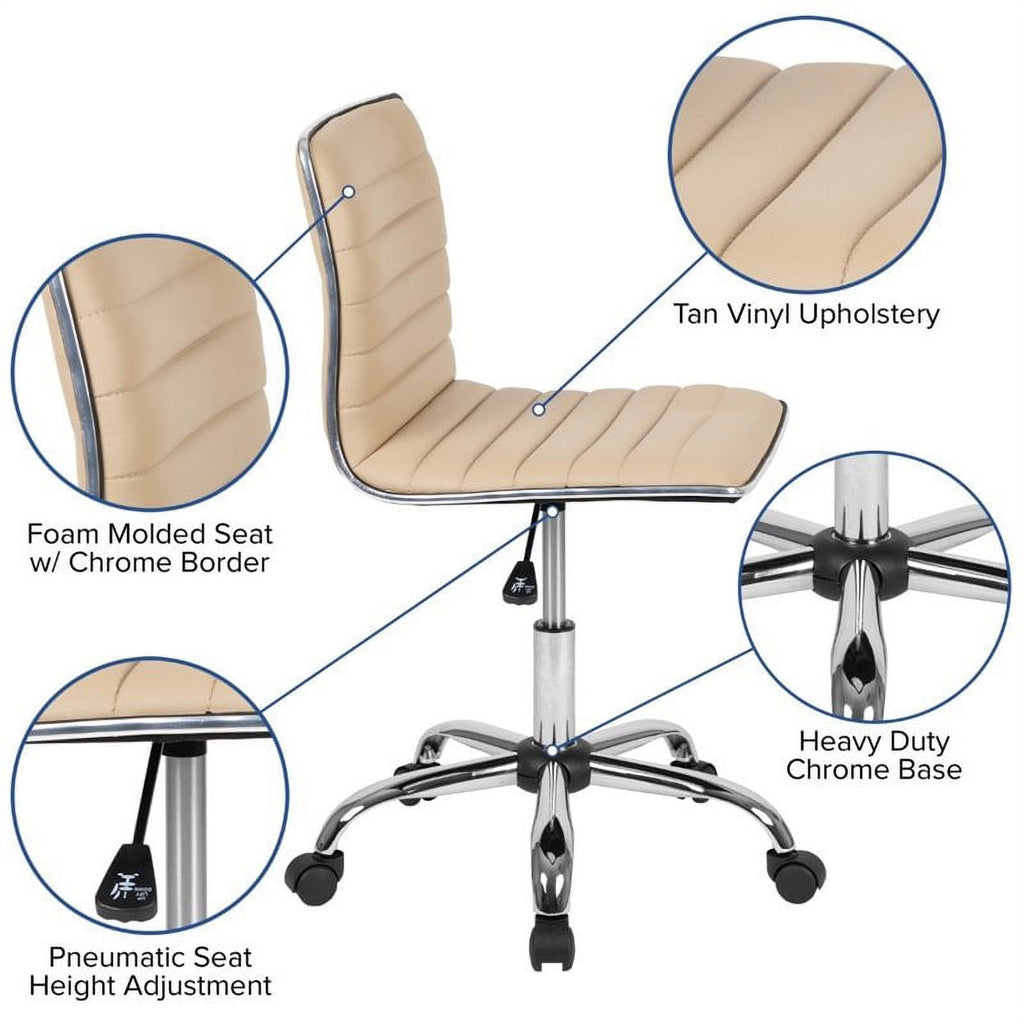 Tan Vinyl Low Back Swivel Office Chair G404420