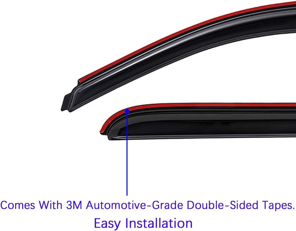 Dark Smoke Shatterproof 4 PCS In-Channel Side Window Visor Deflector Rain Guard A61696