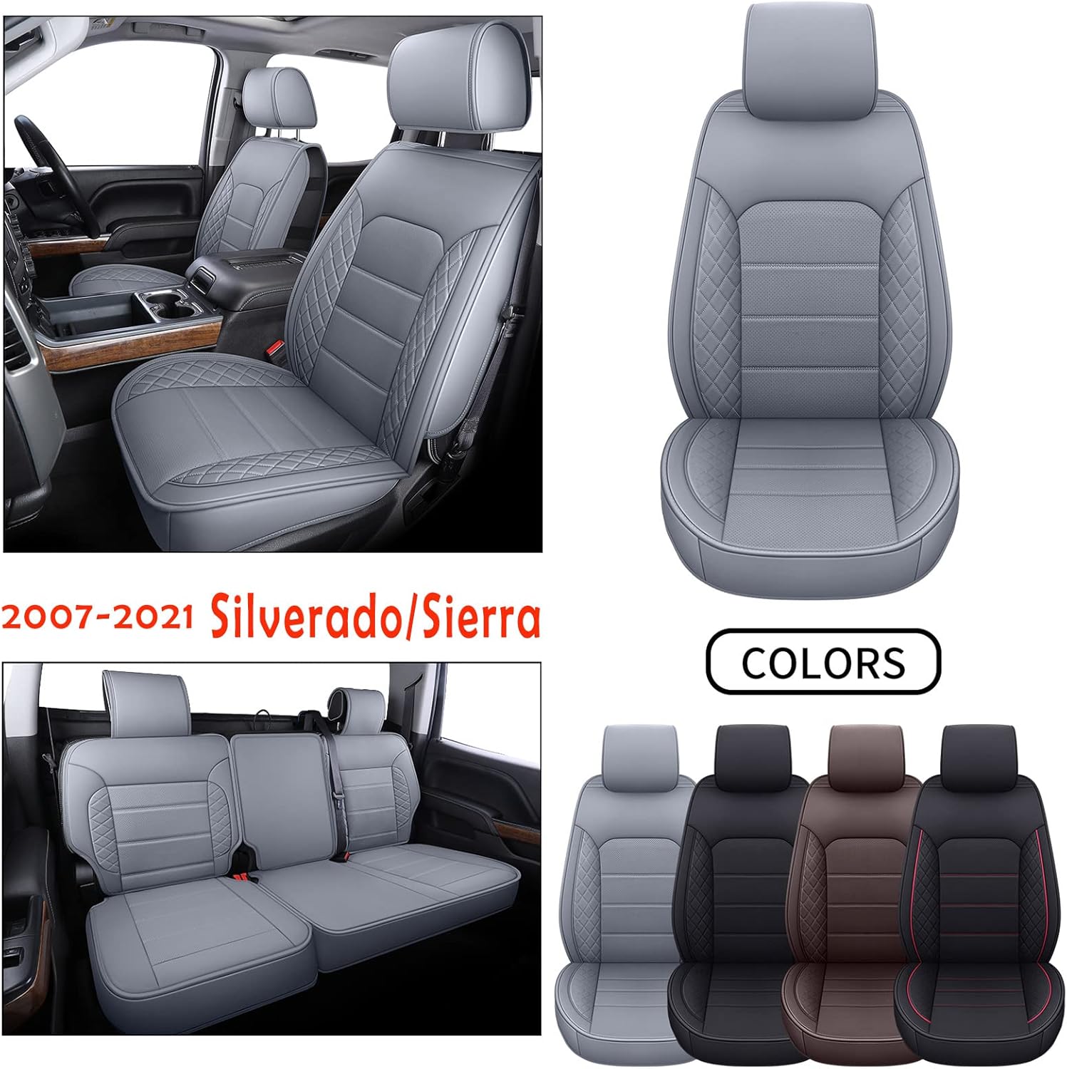 Brown Water Proof Faux Leather Seat Covers Full Set R626