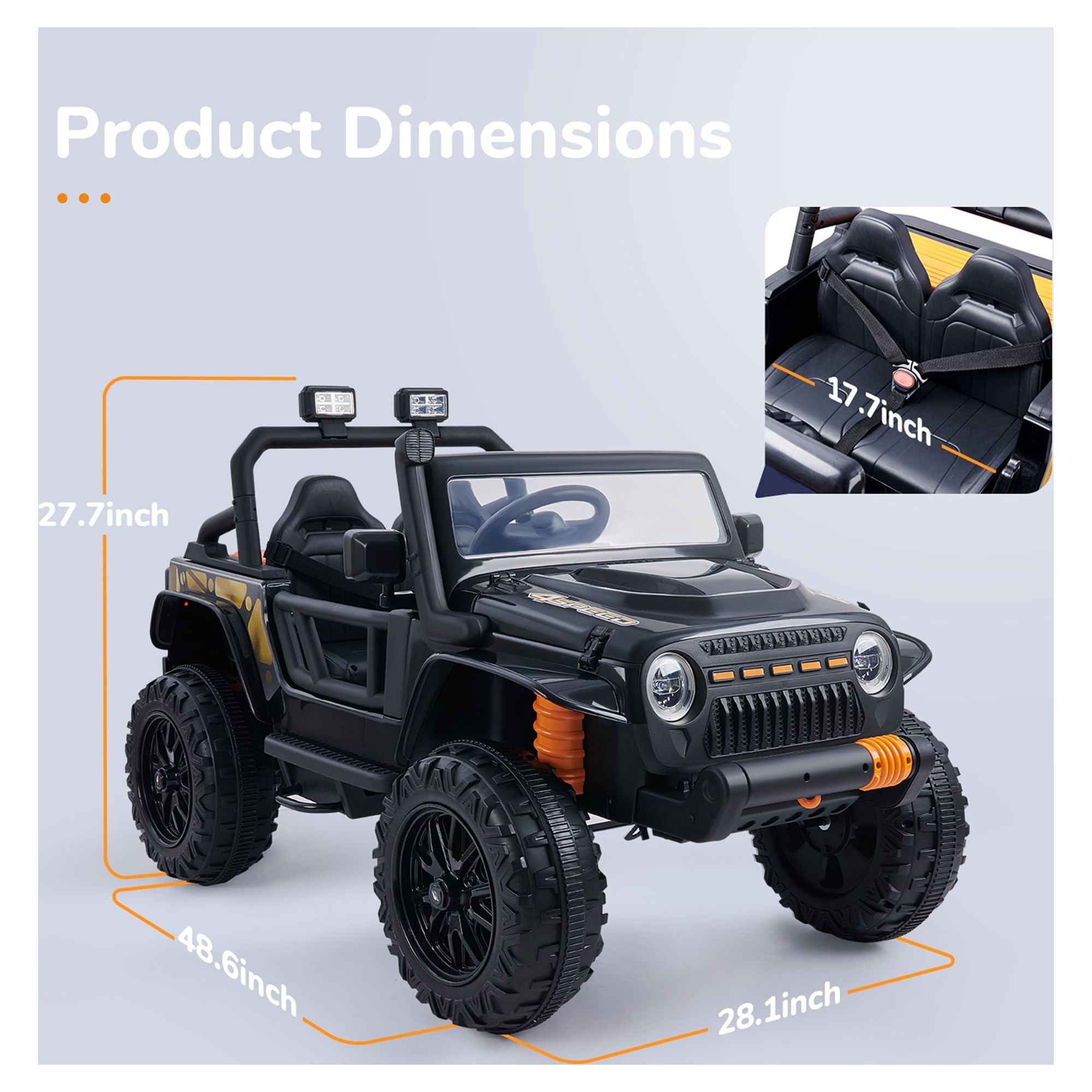 Powered 2-seater Ride On Truck 12V with Remote Control Black Spring Suspension O520