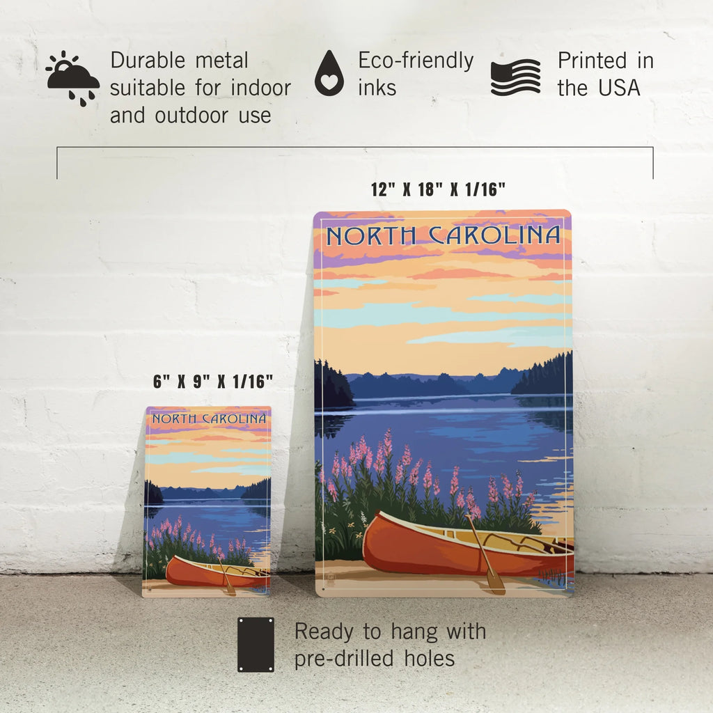 Canoe and Lake Metal Sign Decor T1968