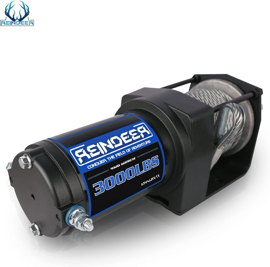 12V 3000 lb Electric Winch Kit with Steel Cable Wire Rope Waterproof IP67 W67803
