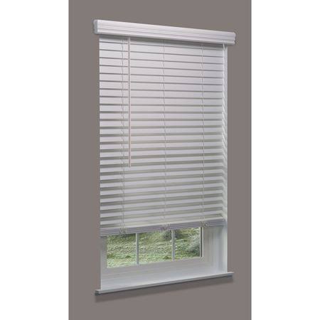 Cordless Faux Wood Blind, White, 23-1/4x22w x 4 P775546