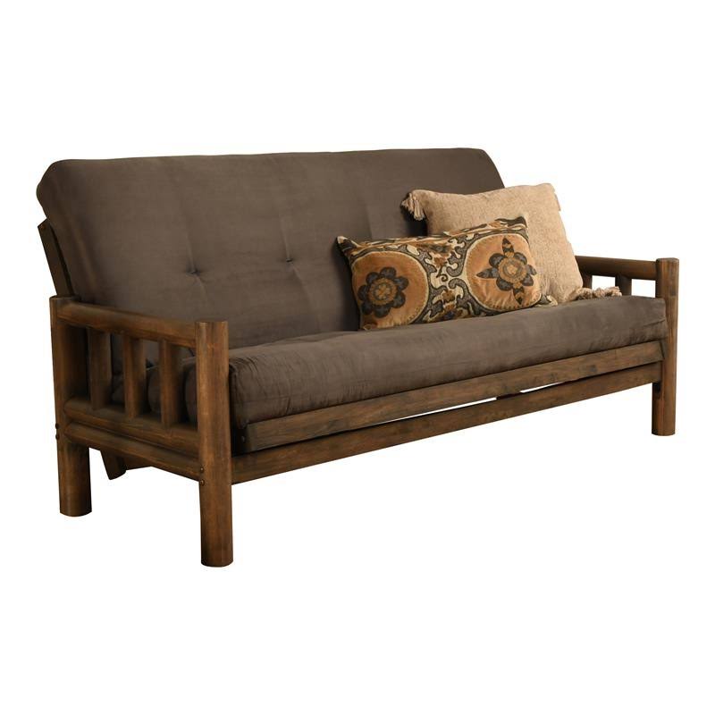 Rustic Walnut Finish Suede Gray Mattress L47683