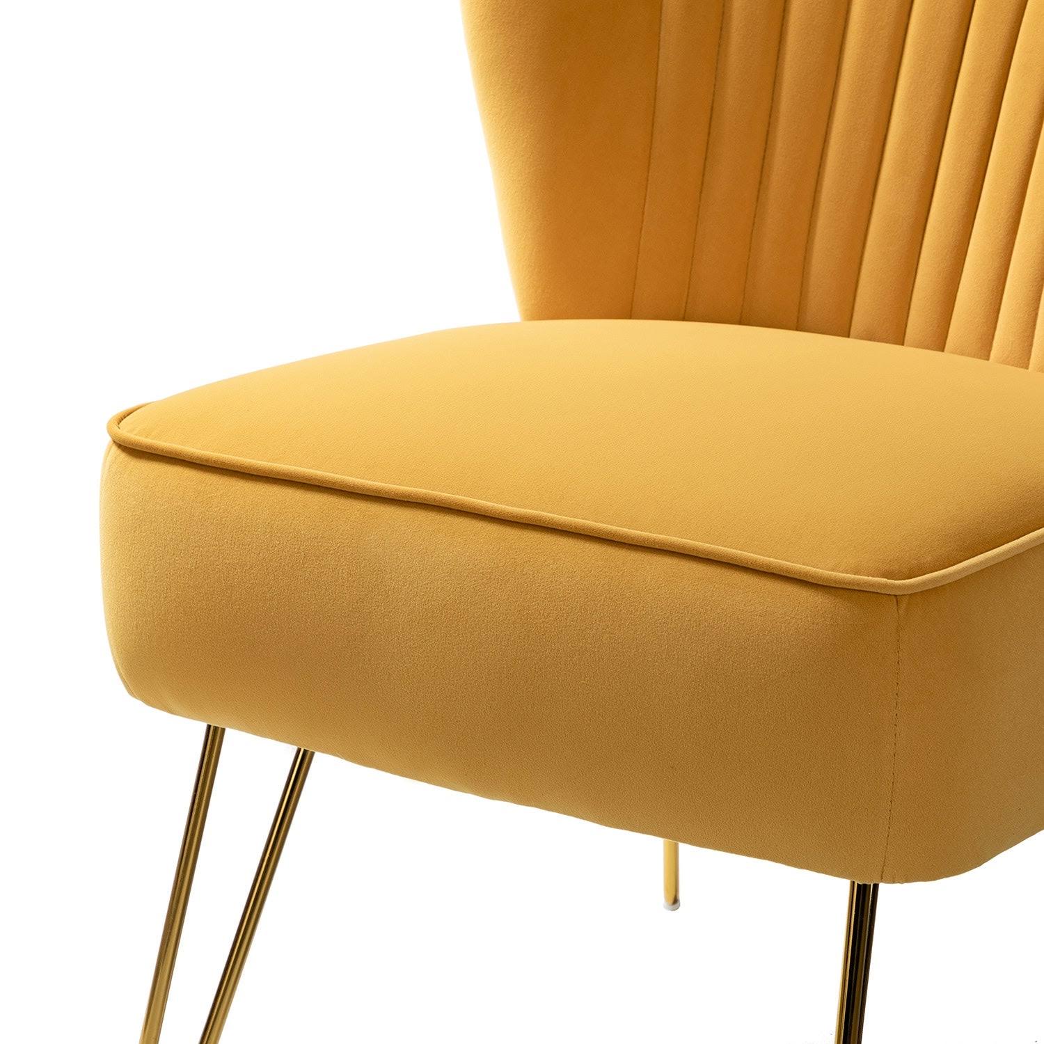 Tufted Side Chair with Golden Base - Tan U967290