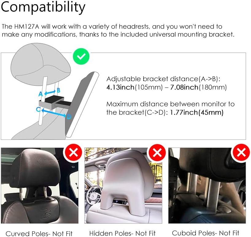 12.5 Inch Android Car Headrest Touch Screen Portable Video Player H756