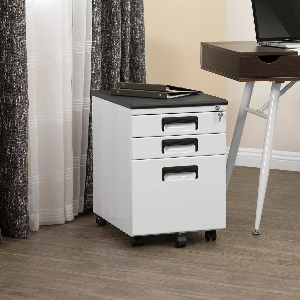 3 Drawer Metal Rolling File Cabinet with Locking Drawers B667