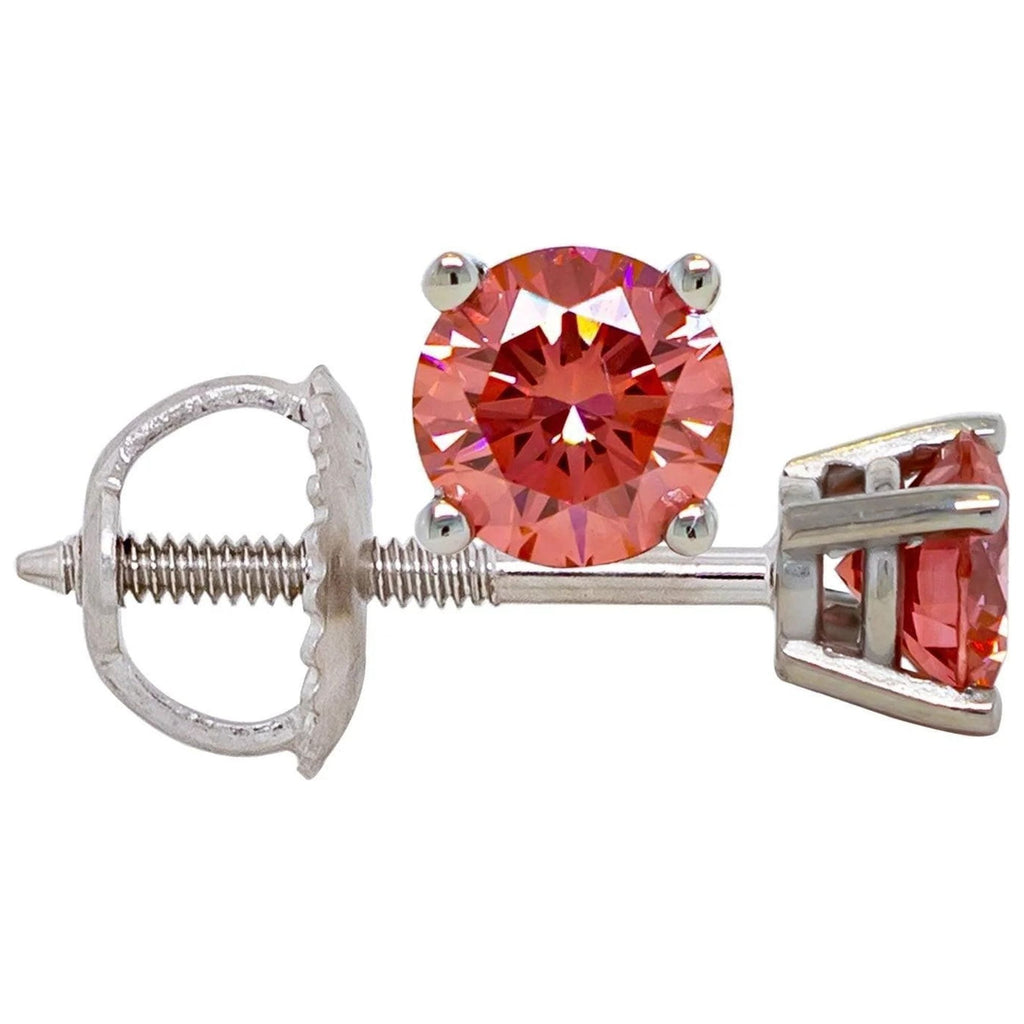 0.75 Cttw Lab Grown Pink Diamond Stud Earrings 14k White Gold F7890