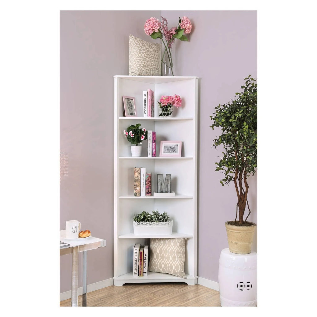 5 Tier Corner Bookshelf White P498097
