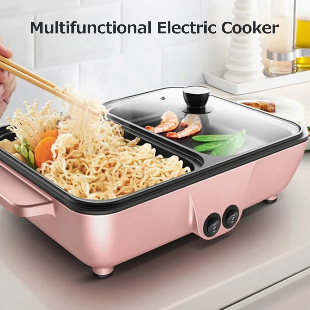 Electric Grill Pan 2 Speed 1200W Multifunctional Hot Pot Barbecue Machine N104