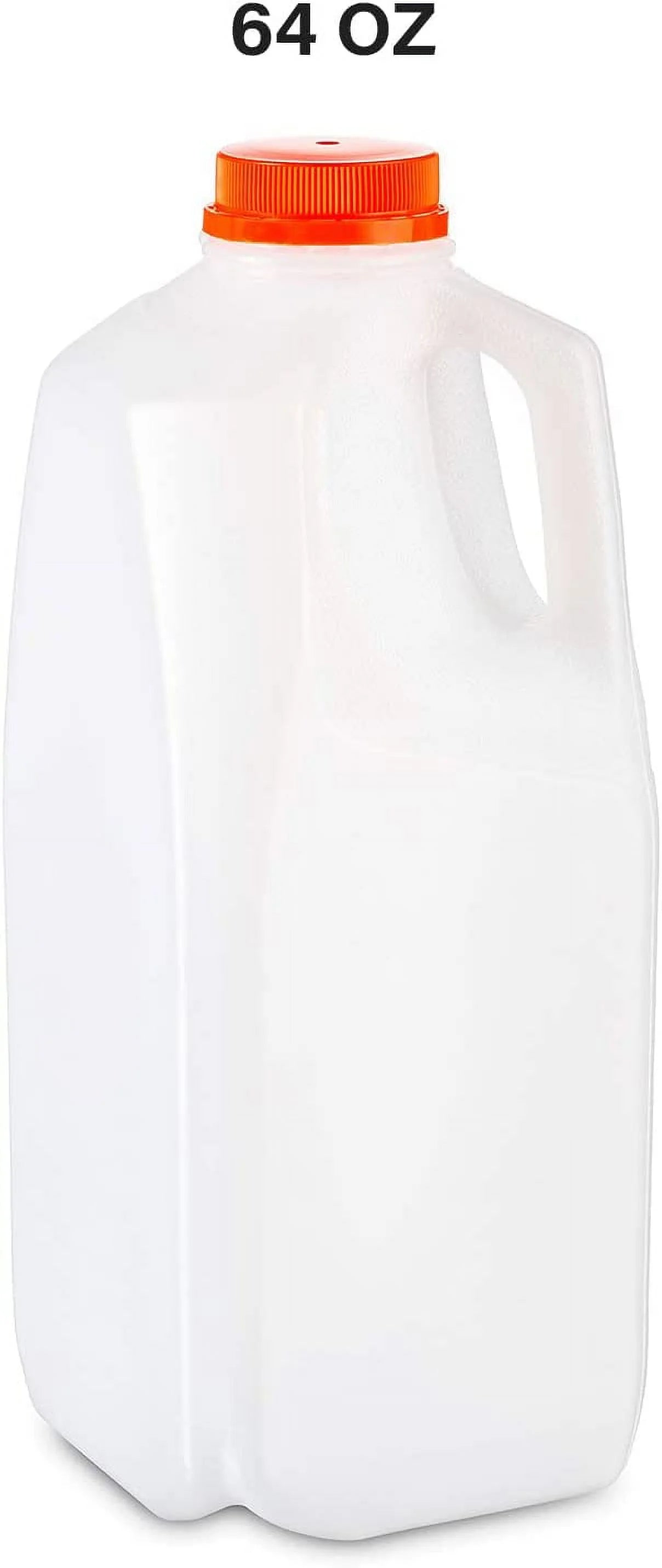 64 Oz. HDPE Plastic Juice Bottles with Tamper Evident Caps, Set of 6 B276650