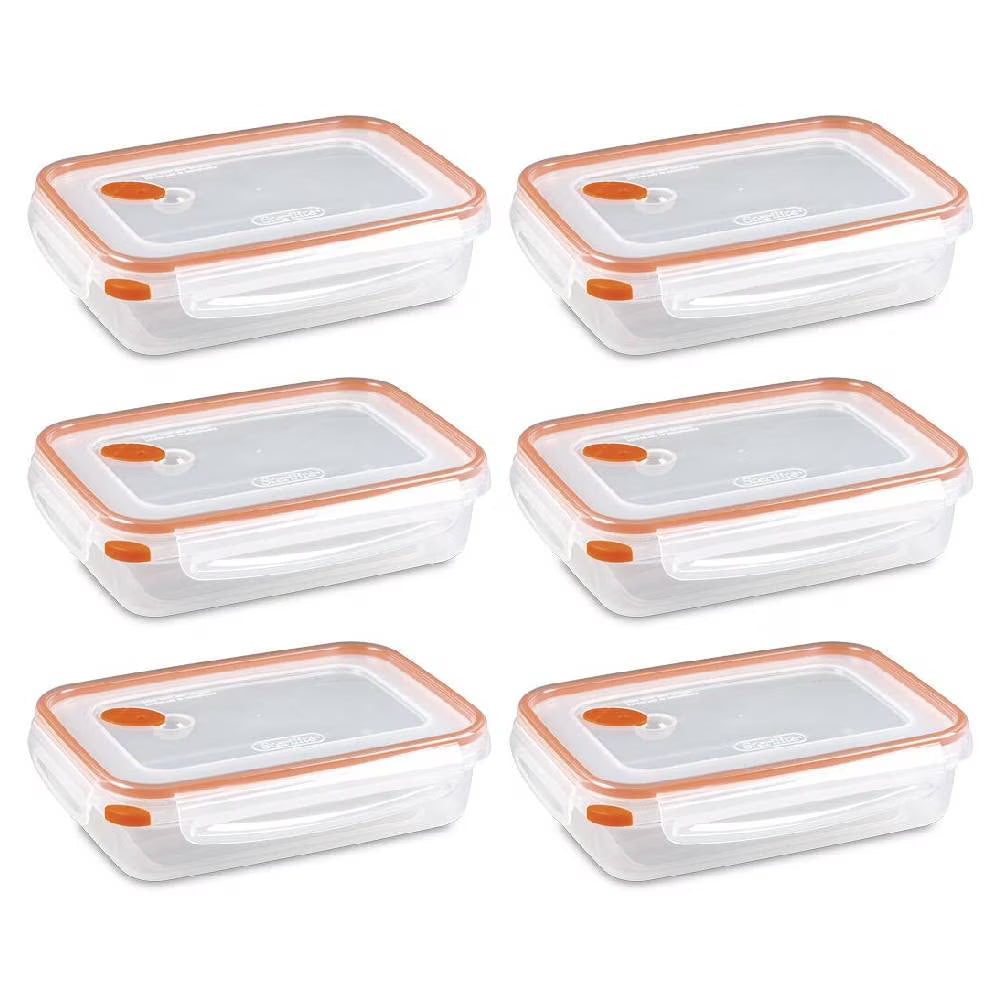 5.8 Cup Rectangle Plastic Food Storage Container, 6-Pack N178