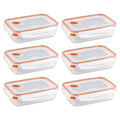 5.8 Cup Rectangle Plastic Food Storage Container, 6-Pack N178