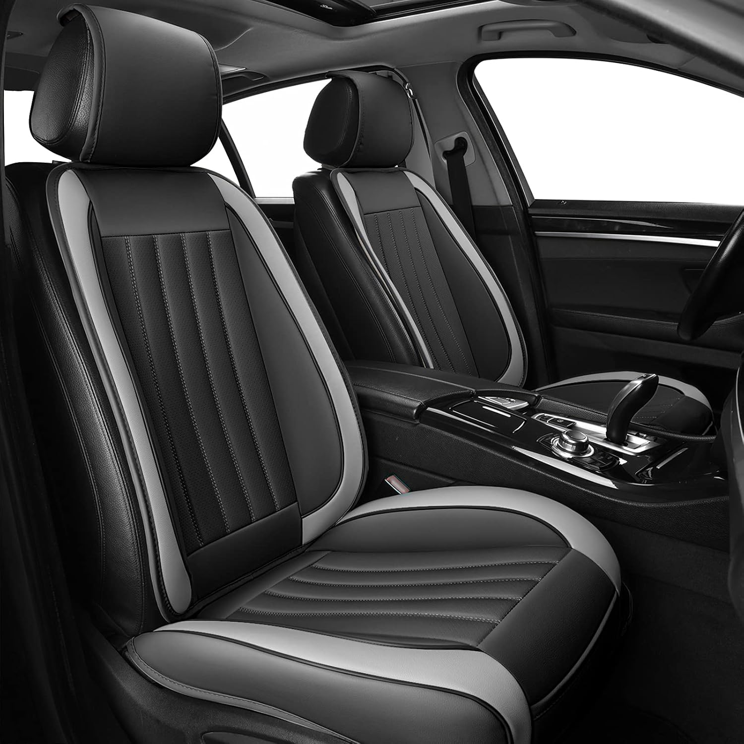 1pc Black Gray Leather Universal Car Seat Covers F200557