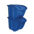 Blue 2 Pack Stackable Recycling Bin Containers with Lids V971115