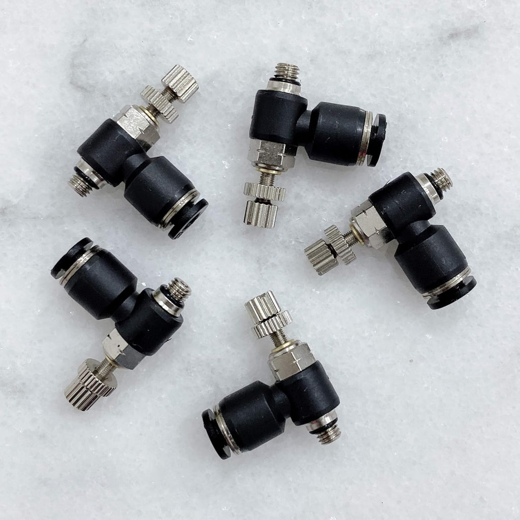 Pneumatic Speed Controller Elbow 1/2 Tube OD x 1/2 NPT Thread Air Push to Connect Fittings (Pack of 5) E780