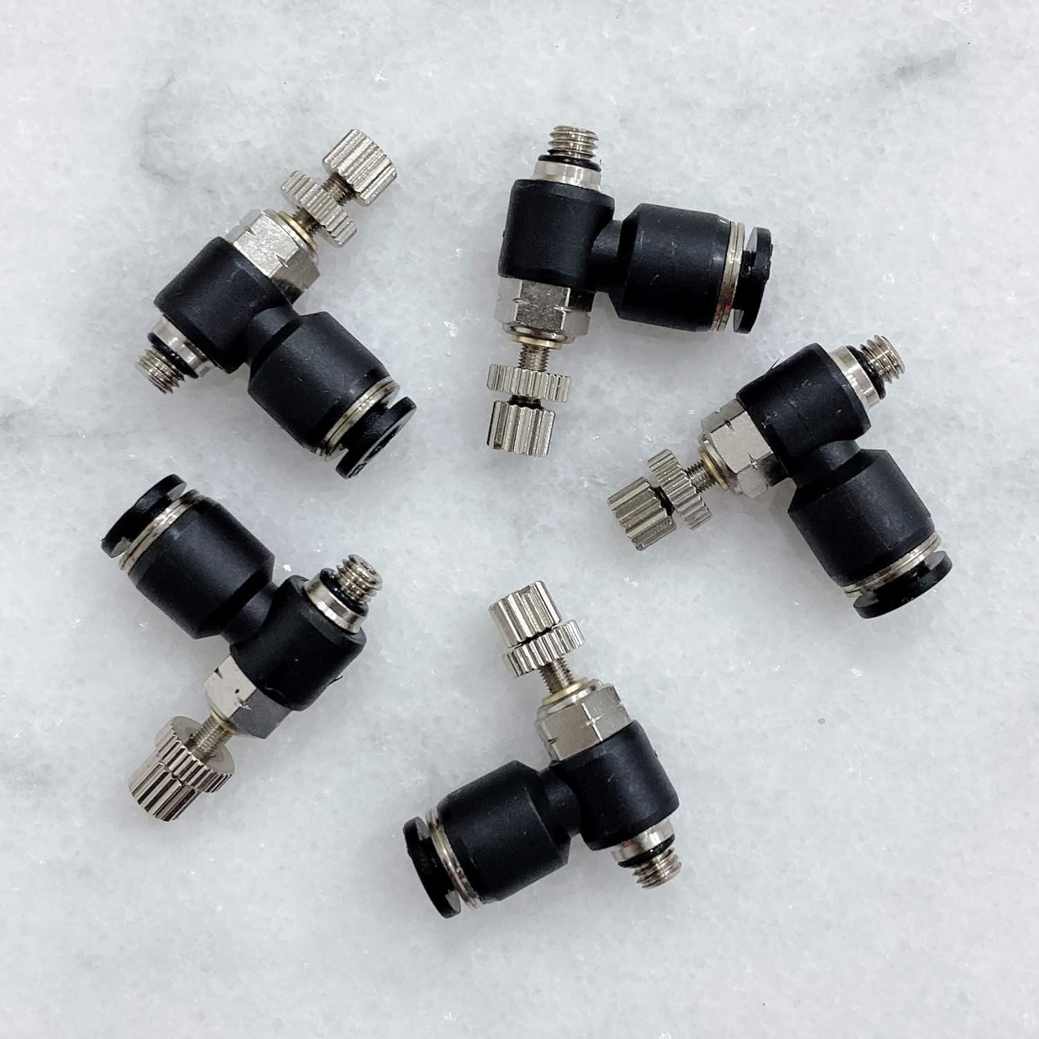 Pneumatic Speed Controller Elbow 1/2 Tube OD x 1/2 NPT Thread Air Push to Connect Fittings (Pack of 5) E780