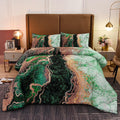 King Comforter Set Marble Printed Bedding Set Watercolor Green G731200