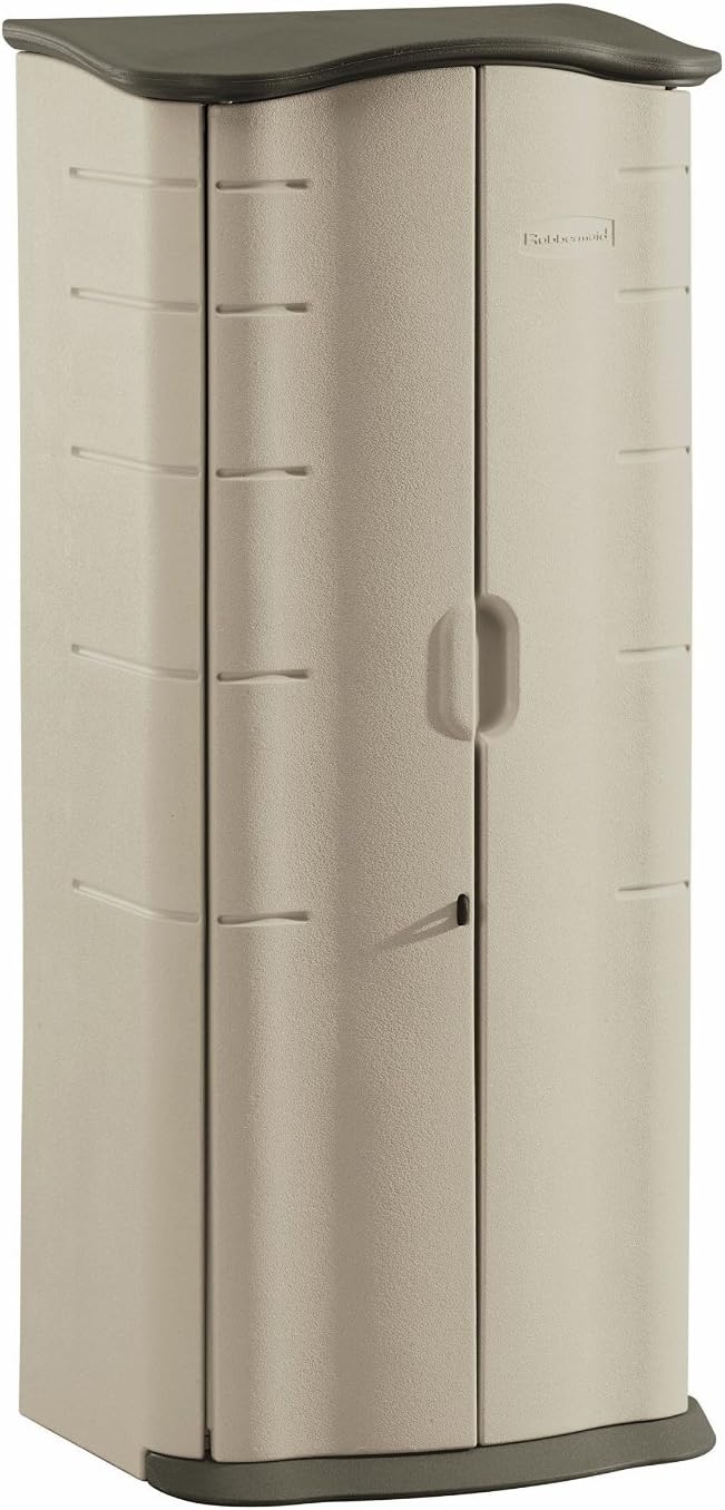 Vertical Resin Outdoor Garden Storage Shed, 2x2.5 Feet, Olive and Sandstone & Combination Lock, Die-Cast, Black R101712