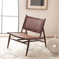 Brown Leather Woven Accent Chair Y972