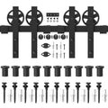 13 ft. Frosted Black Sliding Barn Door Track and Hardware Kit with Non-Routed Floor Guide J84960