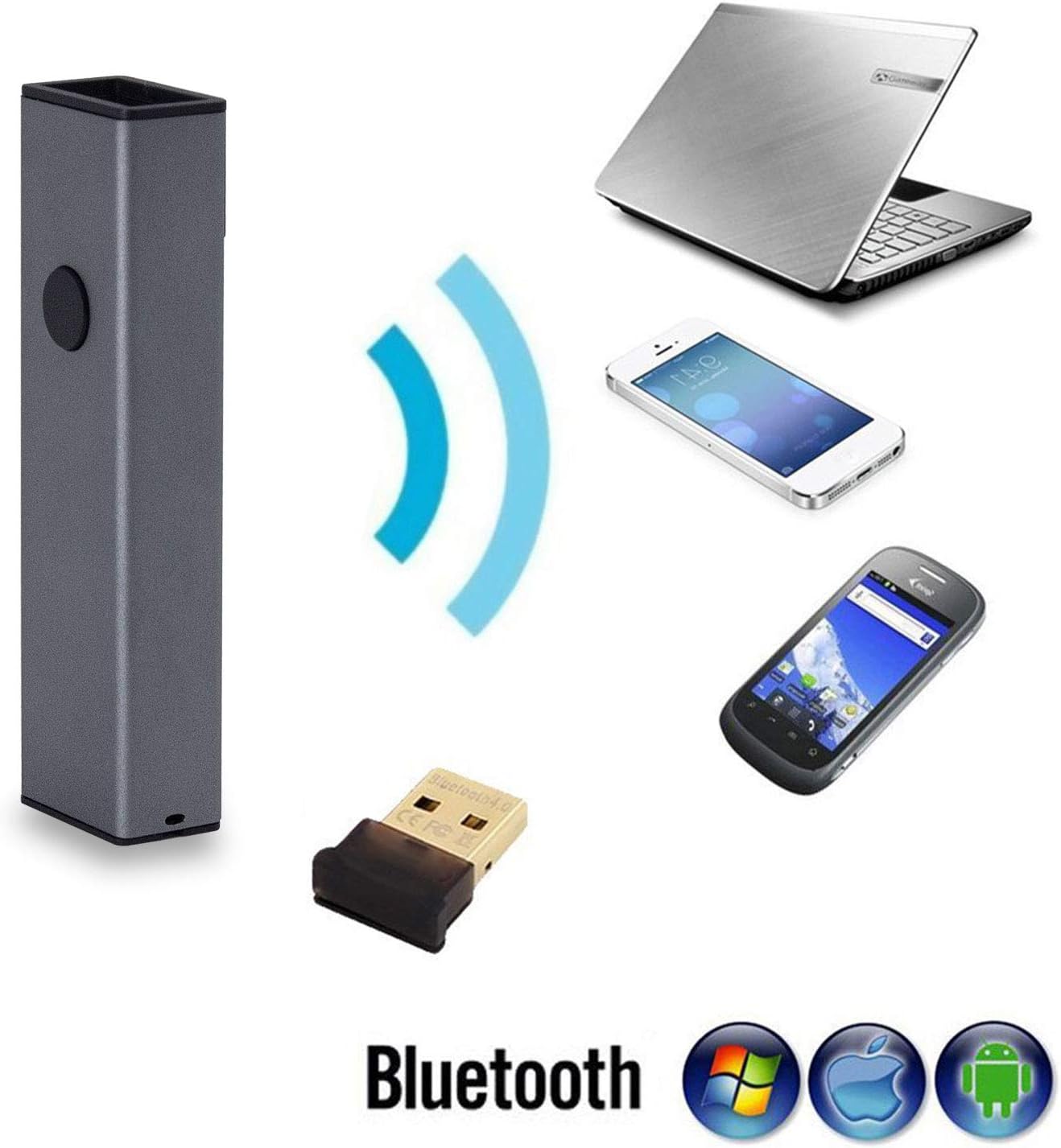 2D QR Wireless Bluetooth Barcode Scanner Portable Handheld 3-in-1 Aluminum Alloy Metal Outer Box Pack of 2 R366