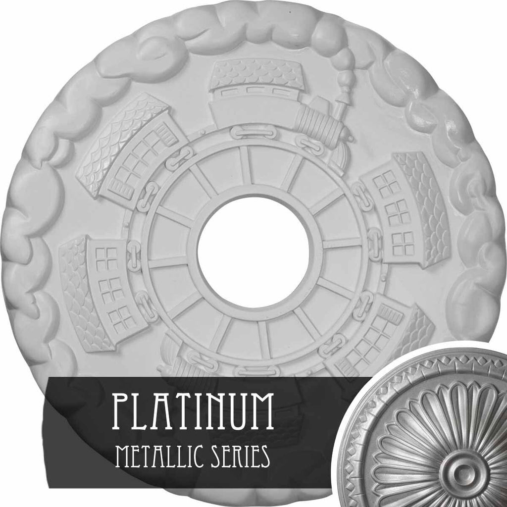 18 1/2x22OD x 3 7/8x22ID x 1x22P Hand-Painted Platinum Ceiling Medallion I882509