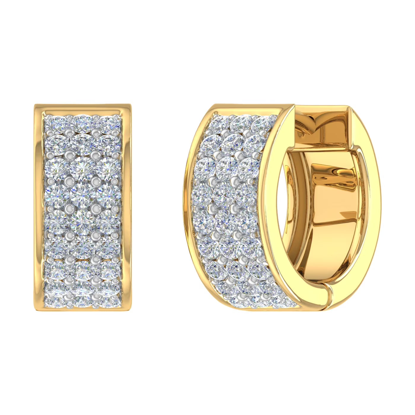 14K Yellow Gold Diamond Huggies Earrings G89758