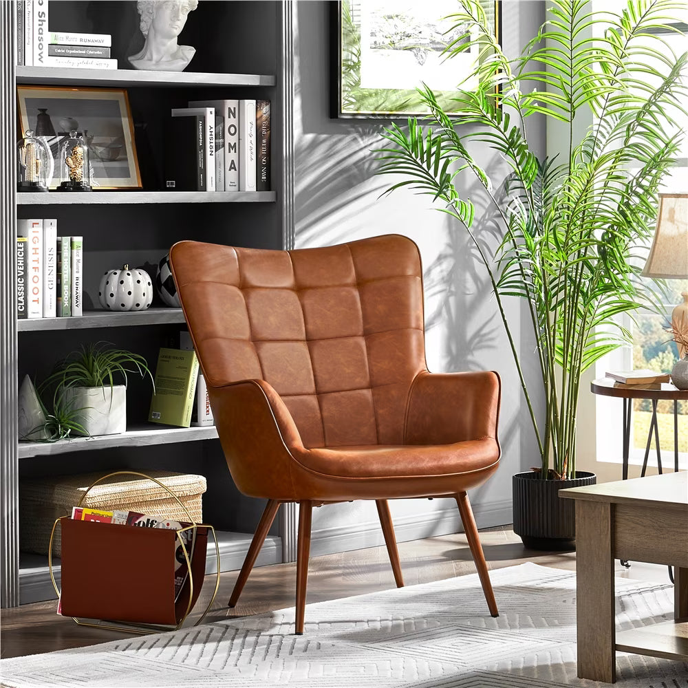 Brown Faux Leather Accent Chair S255865