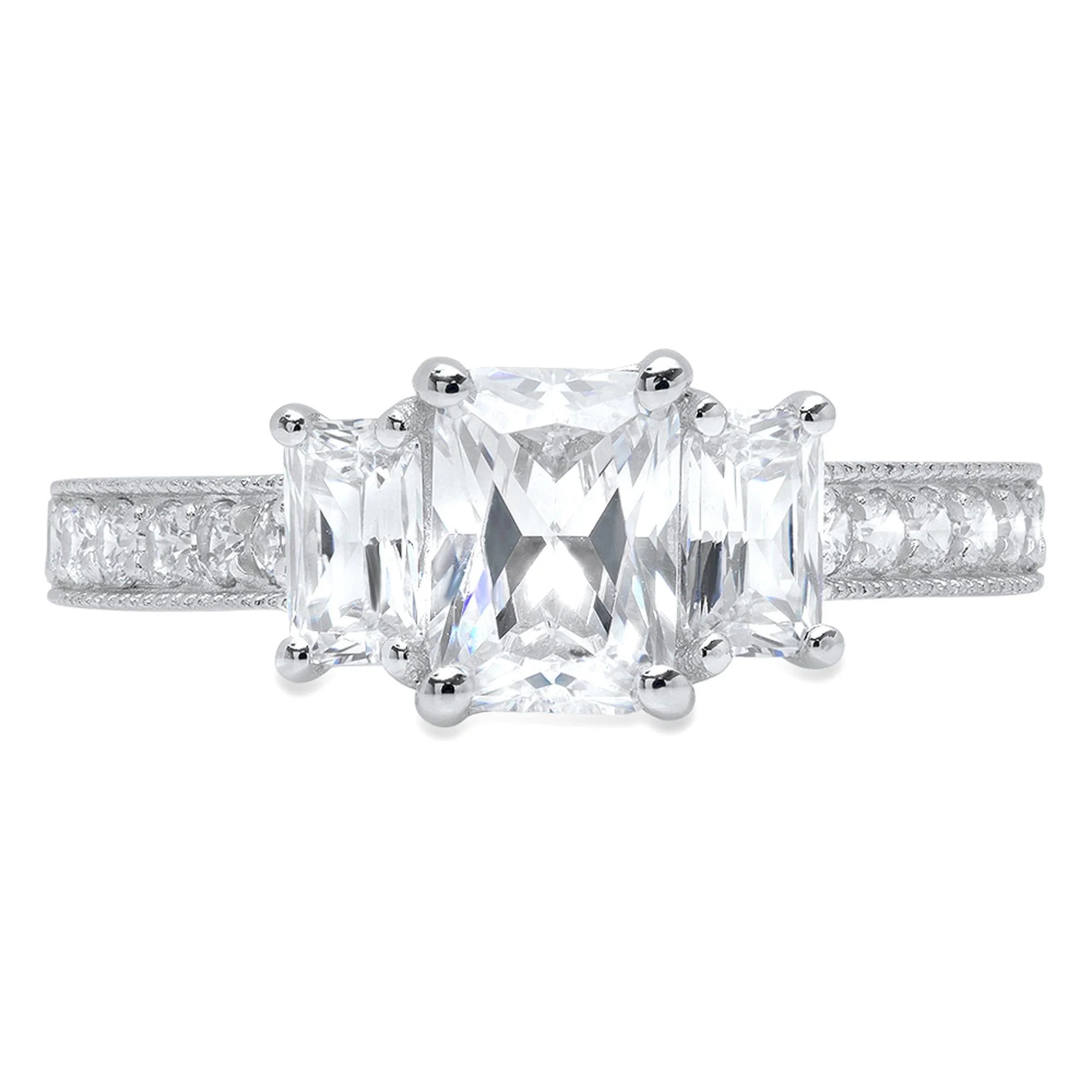 18K White Gold Three-Stone Diamond Engagement Ring X211